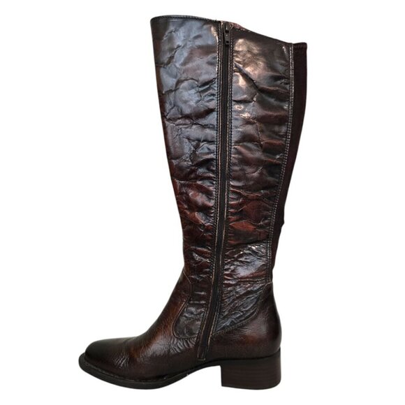 Born Brown Cort Crackled Leather Knee High Riding Boots Sz 6 - Picture 6 of 13